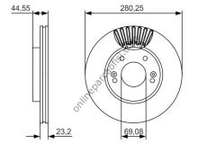 BOSCH 0986479A12 | KORE I30/ELANTRA/CEED/CERATO/KONA FREN DISKI ÖN