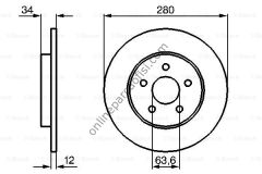 BOSCH 0986479B65 | FORD MONDEO III FREN DISKI ARKA