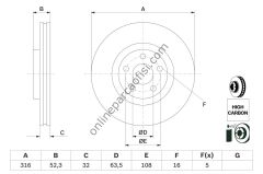 BOSCH 0986479D48 | FORD GALAXY/S-MAX/KUGA FREN DISKI ÖN