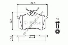 BOSCH 0986461769 | RENAULT MEGAN II/FLUENCE/POLO/GOLF/307 FREN BALATASI ARKA