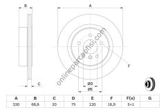 BOSCH BCH 0986479D58 | BMW F10-F10 FLCI-F11-F11 LCI-F18-F18 LCI FREN DISKI ARKA