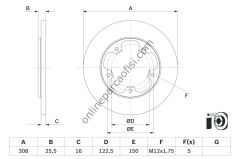BOSCH 0986479F44 | FORD TRANSIT V-363 FREN DISKI ARKA