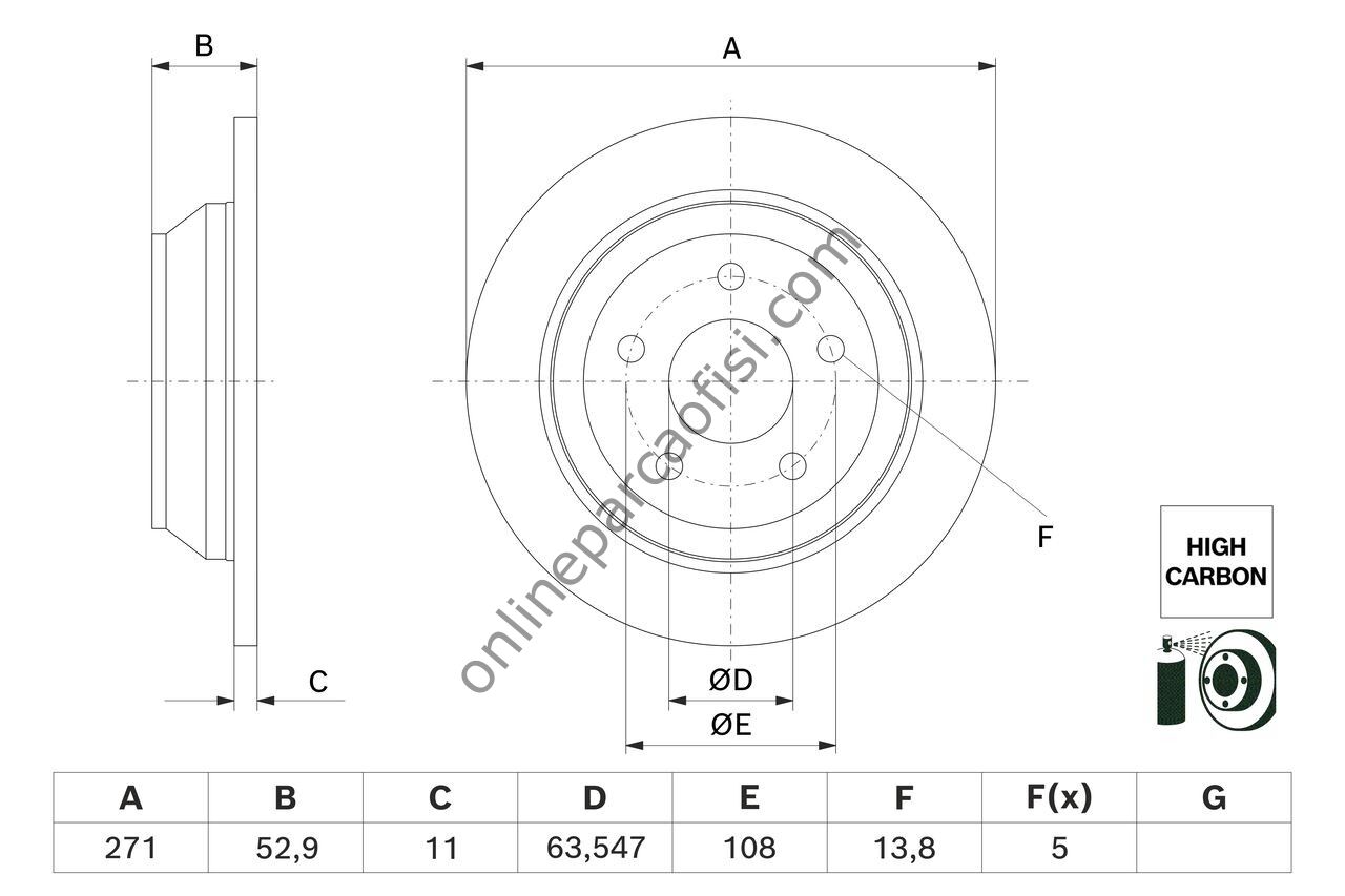 BOSCH 0986479H55 | FORD PUMA FREN DISKI ARKA