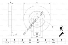 BOSCH 0986478105 | RENAULT CLIO/RENAULT 9/ 11/ 19/21/LOGAN/SANDERO FREN DISKI ÖN