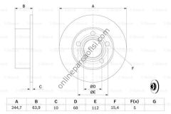 BOSCH 0986478132 | VW PASSAT-A4-A6 FREN DISKI ARKA