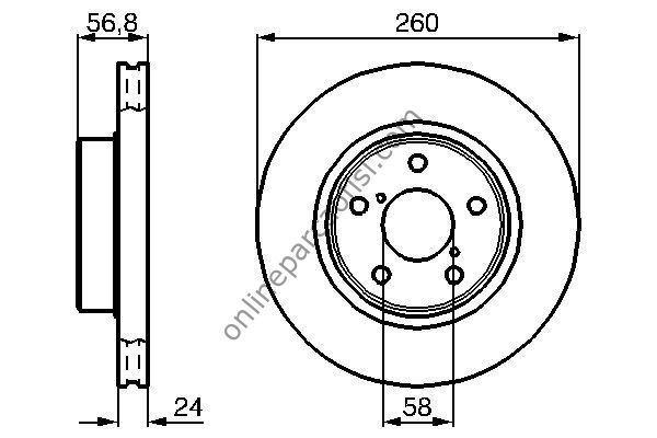 BOSCH 0986478293 | JAPON IMPREZA (GC) : (GD) 1.5/1.6 01-07 (GE, GH) 1.5 2WD 08-11 FREN DISKI ÖN