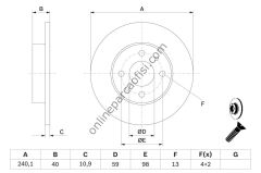 BOSCH 0986478342 | FIAT TEMPRA/TIPO/DOGAN SLX 2000 FREN DISKI ÖN