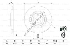 BOSCH 0986478521 | FIAT EGEA/DOBLO III/ALFA-156 FREN DISKI ÖN