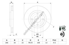 BOSCH 0986478618 | PSA 301/307/207/208/PARTNER/C-ELYSEE/CACTUS/C3 FREN DISKI ÖN