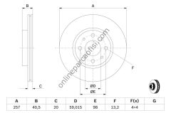 BOSCH 0986479W68 | FIAT FIORINO-DOBLO-LINEA-ALBEA-IDEA-500-TEMPRA-MAREA-MITO-BIPPER-NEMO FREN DISKI ÖN