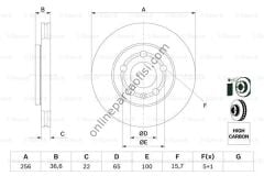 BOSCH BCH 0986478853 | VW GOLF4-BORA-A3-TOLEDO-POLO FREN DISKI ÖN