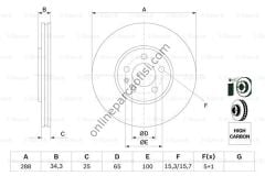 BOSCH 0986478867 | VW POLO-IBIZA-FABIA FREN DISKI ÖN