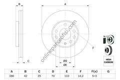 BOSCH 0986478883 | OPEL ASTRA H ZAFIRA B MERIVA A-B FREN DISKI ÖN