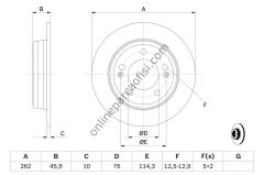 BOSCH 0986479052 | KORE I30/ELANTRA/KONA/CEED/SOUL FREN DISKI ARKA