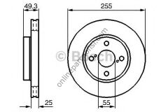 BOSCH 0986479085 | JAPON COROLLA (E12) : VERSO 1.6 02-03 FREN DISKI ÖN