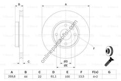 BOSCH 0986479103 | RENAULT CLIO III/MODUS/MICRA/MEGAN II 1,4 FREN DISKI ÖN