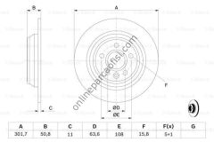 BOSCH 0986479254 | FORD MONDEO/KUGA/S-MAX/RAND ROVER FREN DISKI ARKA
