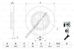 BOSCH 0986479382 | VW A4-A5-A6-A7-Q5 FREN DISKI ARKA