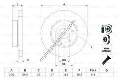 BOSCH BCH 0986479407 | MERCEDES 204-212-207 FREN DISKI ÖN