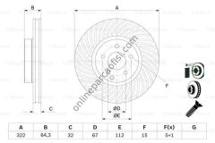 BOSCH BCH 0986479652 | MERCEDES 204-212-207-172 FREN DISKI ÖN