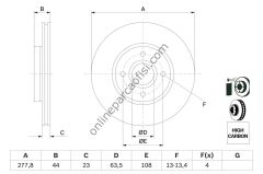 BOSCH 0986479659 | FORD COURIER/B-MAX/FIESTA FREN DISKI ÖN
