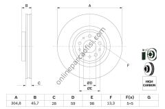 BOSCH 0986479736 | FIAT DOBLO III (MAXI)/500L/PRATICO FREN DISKI ÖN
