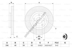 BOSCH 0986479768 | JAPON RAV4 (A3, A4) FREN DISKI ÖN