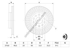 BOSCH BCH 0986479940 | VW GOLF5-GOLF6-JETTA-A3-LEON FREN DISKI ÖN