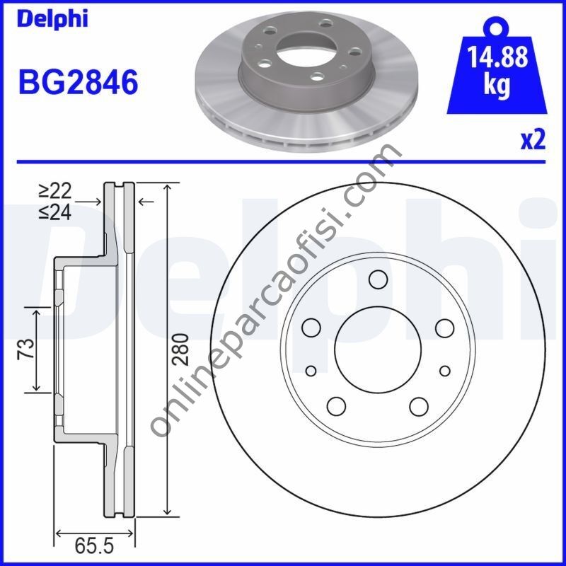 DELPHI BG2846 | FIAT DUCATO-BOXER-JUMPER FREN DISKI ÖN