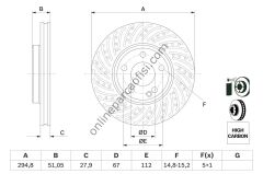 BOSCH BCH 0986479A02 | MERCEDES 176-246-CLA117-X156-242 FREN DISKI ÖN